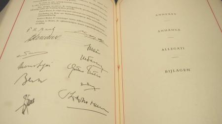 Two pages of Treaty of Rome with signatures