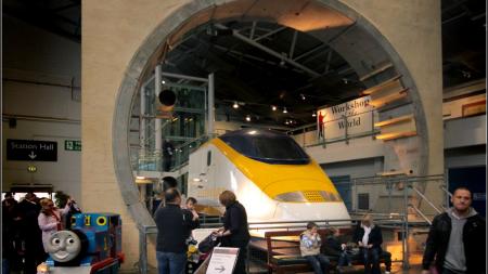Image of the Eurostar train and tunnel section in railway museum