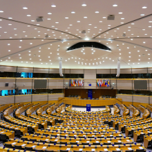 Photo of the empty European Parliament interior