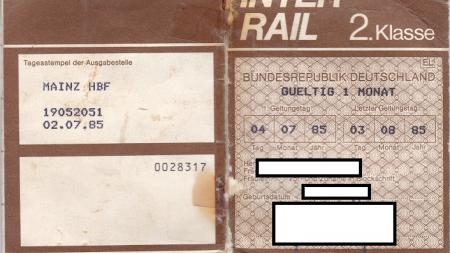 InterRail ticket in German