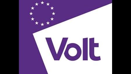 Purple and white Volt logo